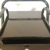 Design hospital/boarding school bedside table in vintage black metal 1920.