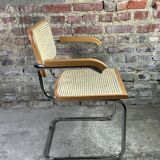 70'S Italian sled chair in beech and chrome aluminum