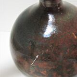Enameled sandstone lamp base signed 70s
