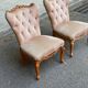 2 bergères fauteuils Louis XV tissu velours rosé