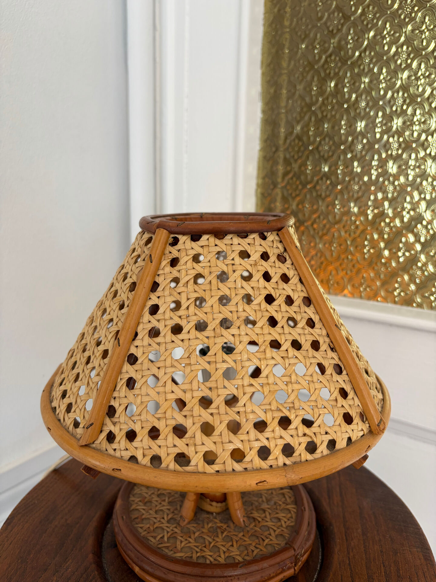 Vintage rattan caned lamp