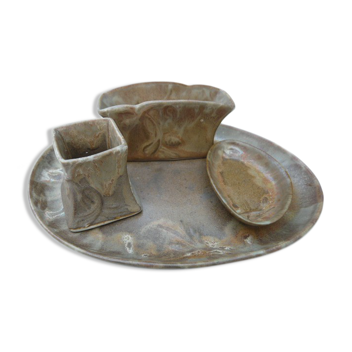 Sandstone smoker's necassary signed Denbac art nouveau