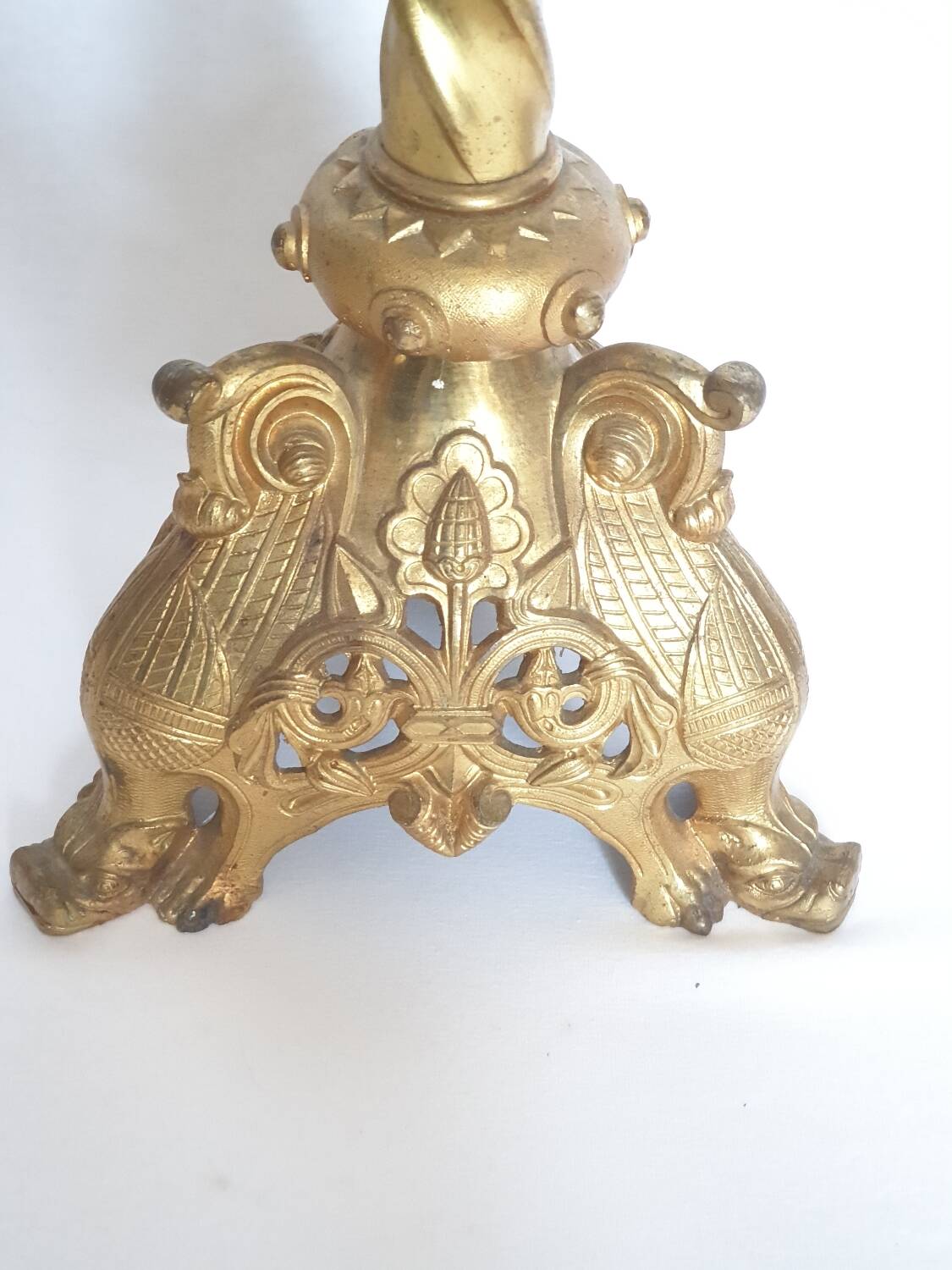 Pair of 19th century neo-Gothic bronze candelabras