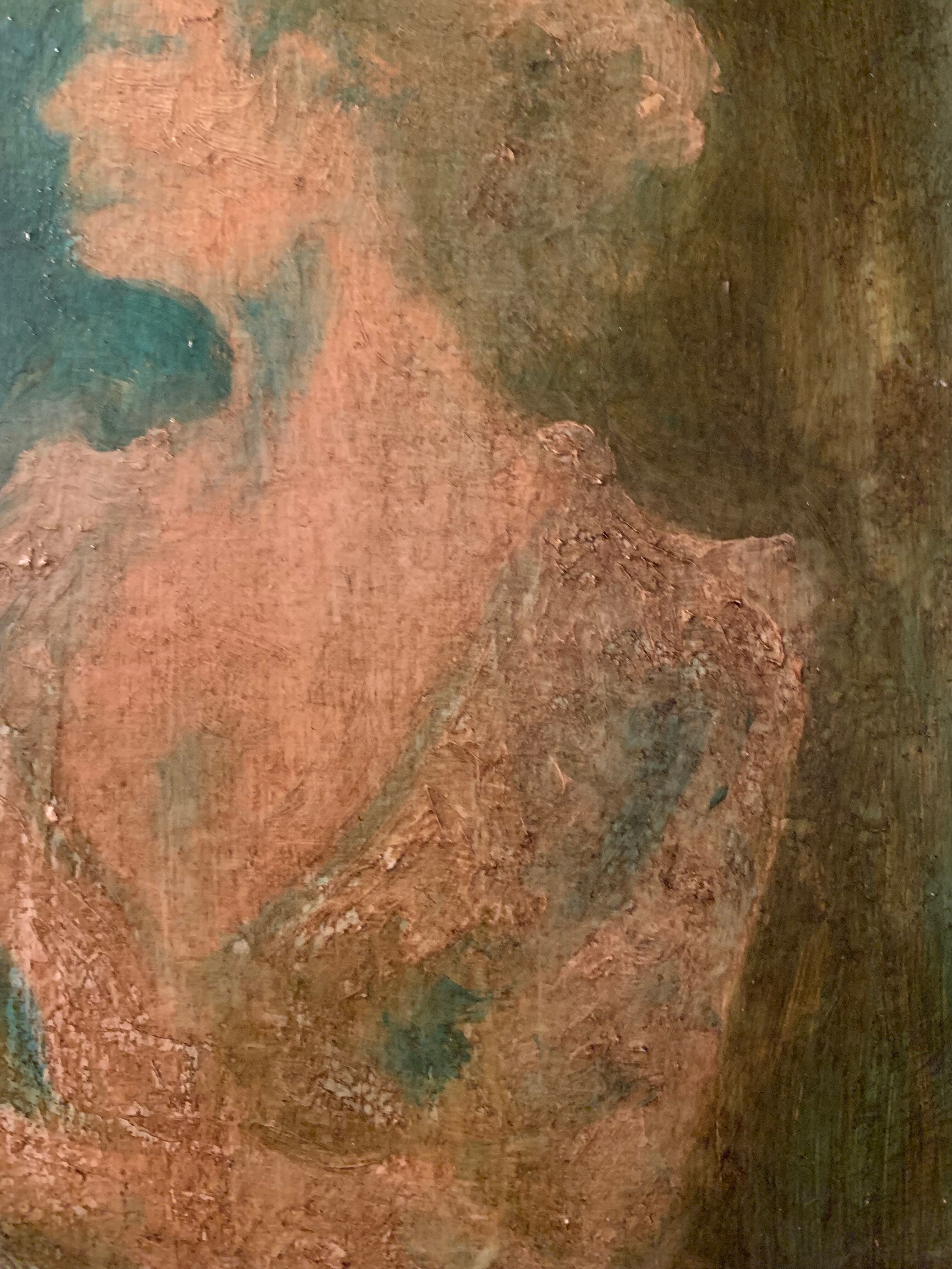 Oil on wood carried woman Versailles
