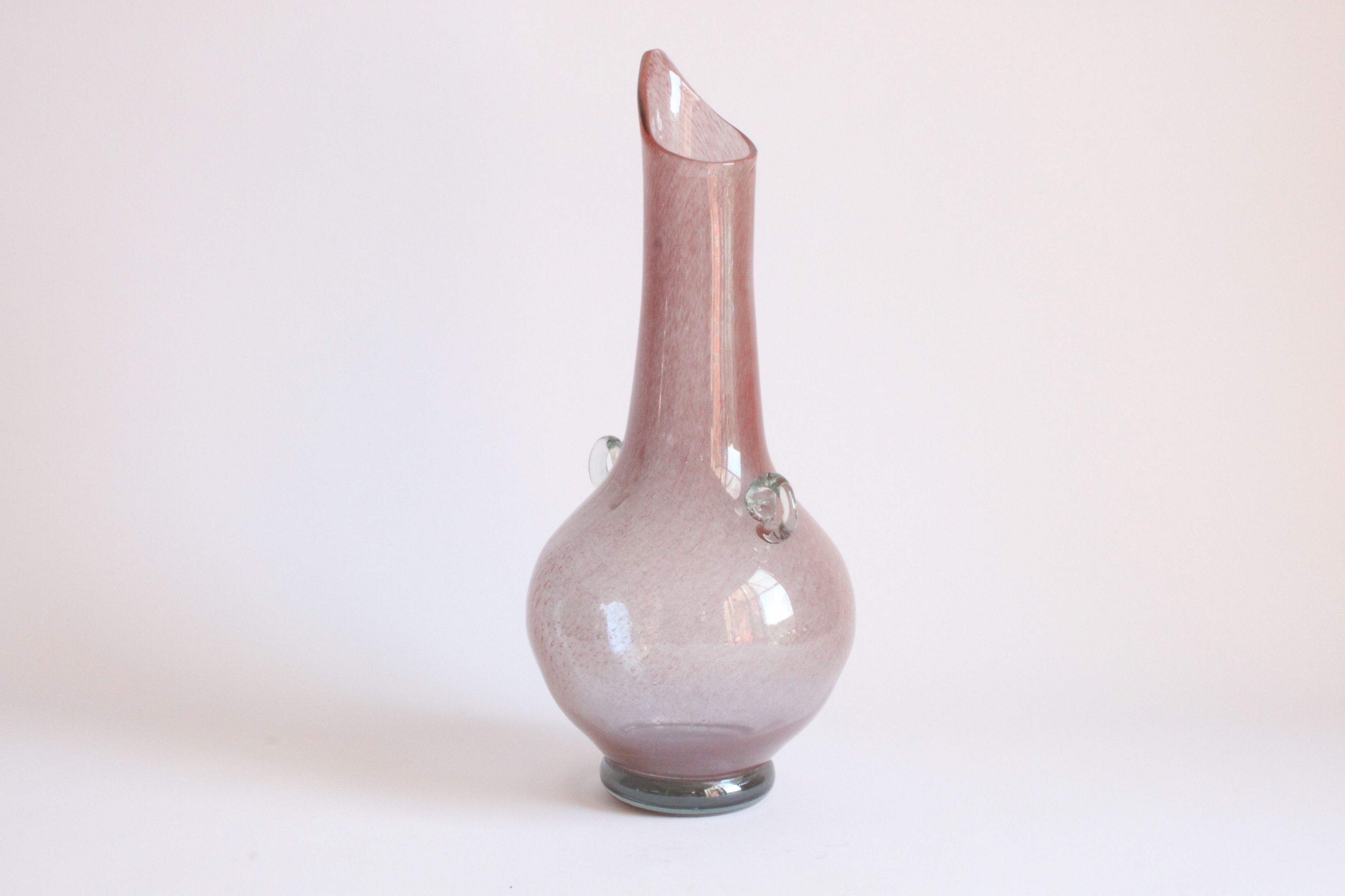 Pink Pulegoso glass vase with little ears, 1960s