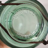 Green "ideale" glass canning jar