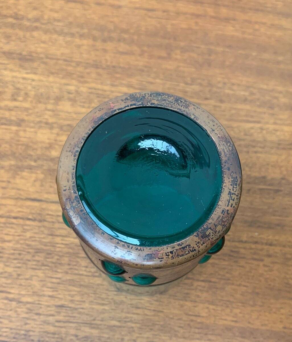 Drinking glasses in green glass and copper in mid-century style by Nanny Still, 1960s, set of 5.