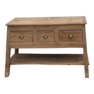 Meuble de métiers en bois massif brut 3 tiroirs : console / meuble vasque / meuble télé tv