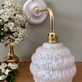 Vintage globe wall light in white Clichy glass
