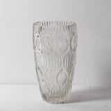 Vase vintage en verre lourd clair par Rudolfova Huť / République tchèque / années 1960