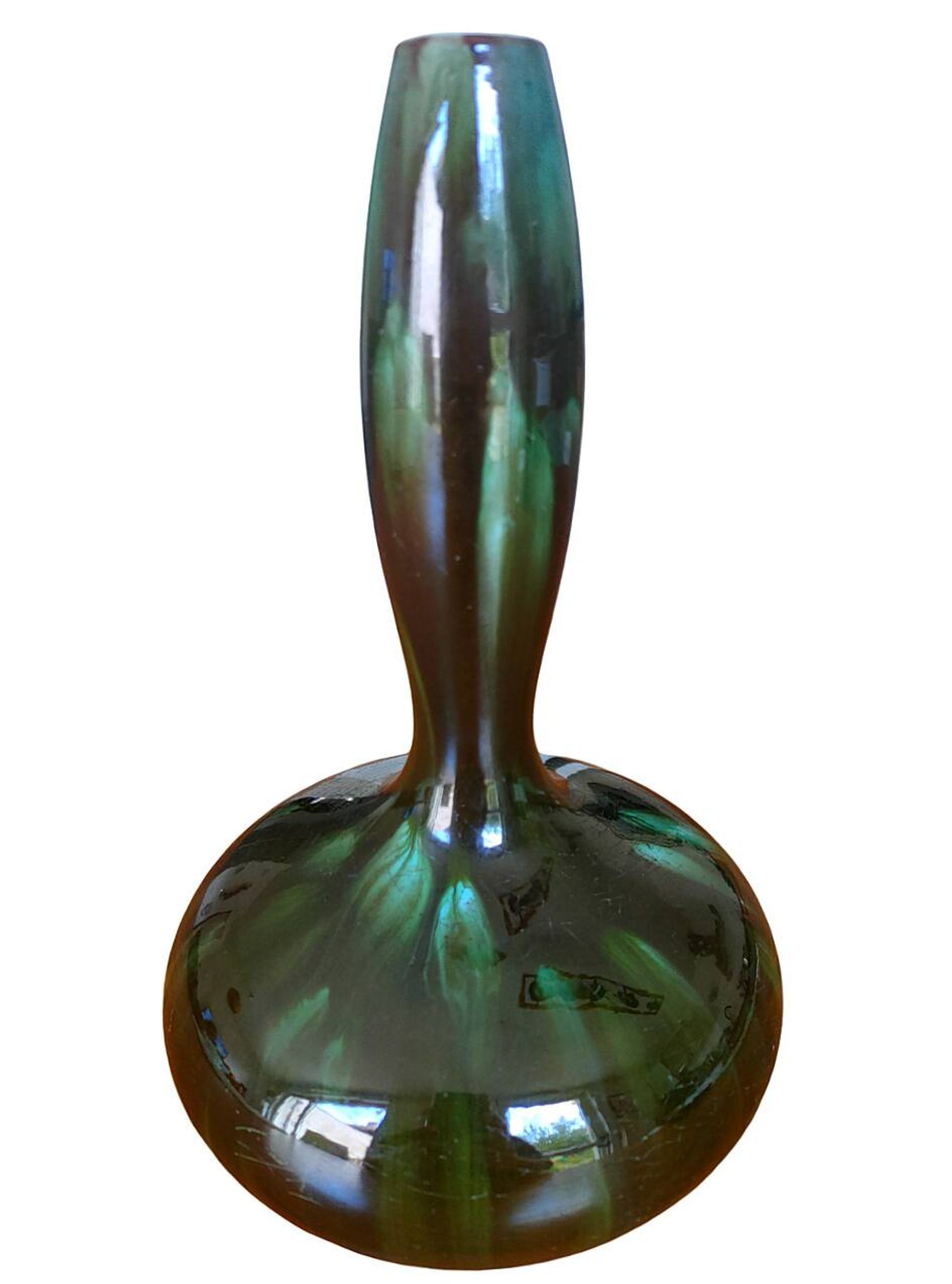 Art Nouveau 1900 ceramic soliflore vase, Clément MASSIER, Golfe-Juan (AM)