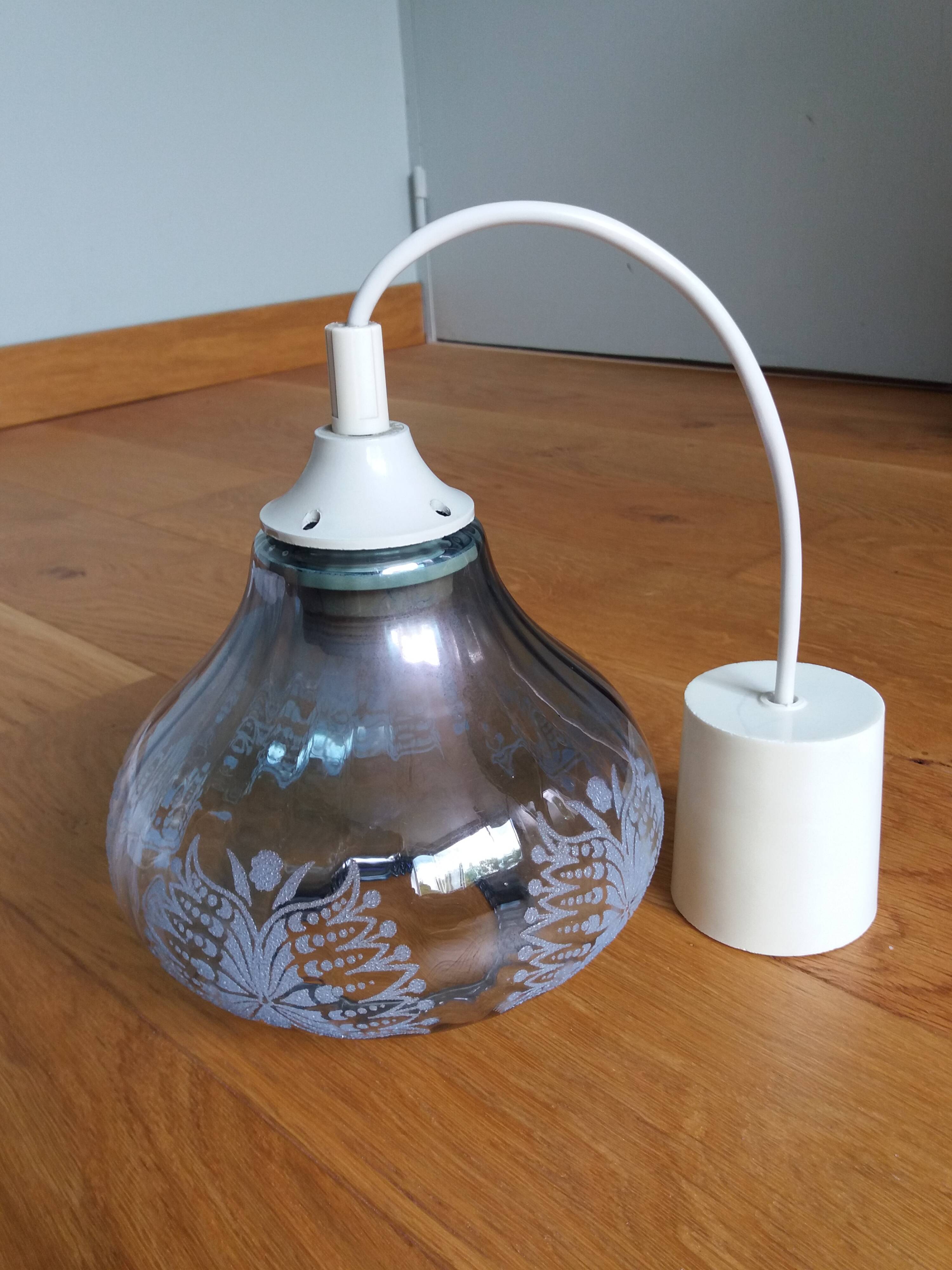 Blue glass tulip pendant light