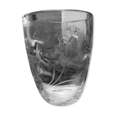 Pinched crystal vase engraved with vintage marine motifs