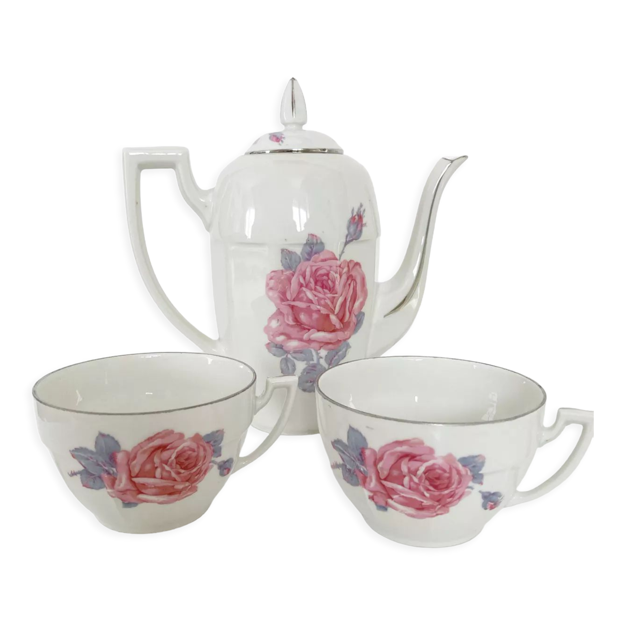 Teapot and porcelain cups set