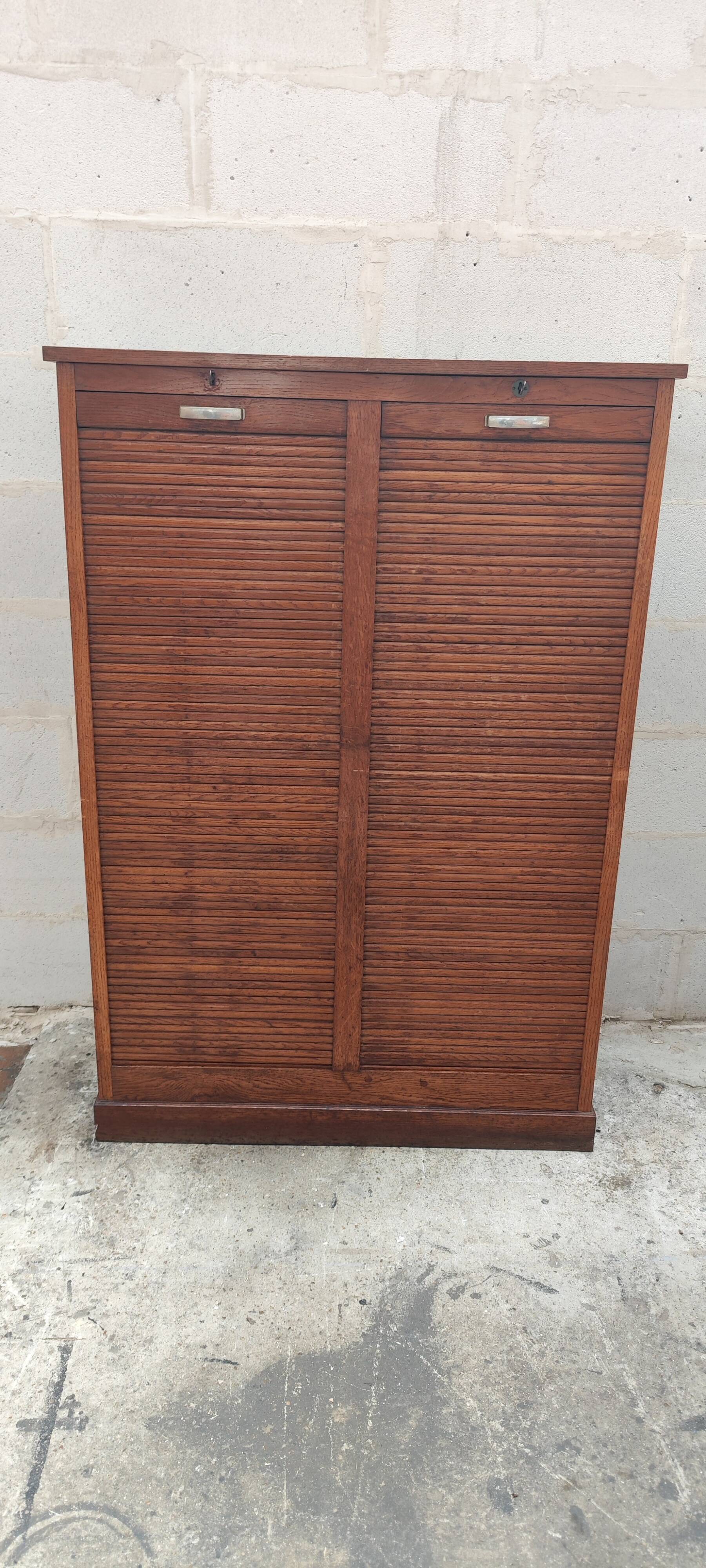 old double filing cabinet with curtains in oak professional furniture