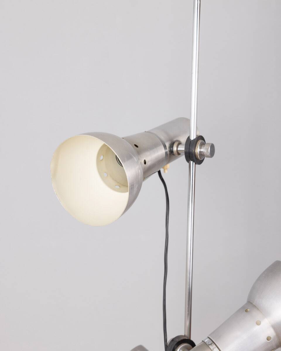 Vintage floor lamp 70s chromed metal and white italian design