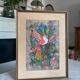 Painting on paper by Amate Bird and flowers