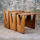 Set of 3 nesting tables by Guillerme and Chambron, France, 1960s