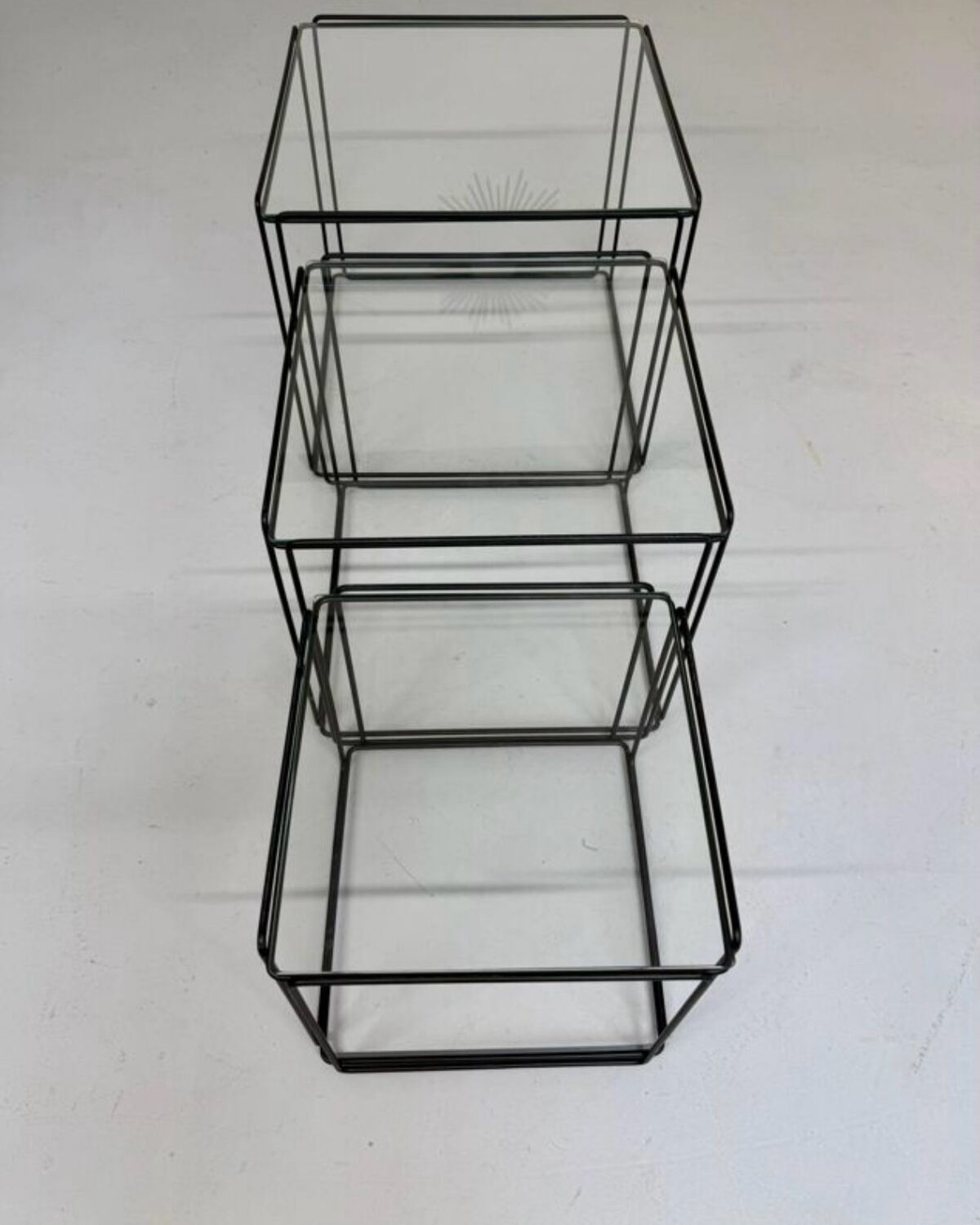 Lot of 3 vintage 1970s design nesting coffee tables by Max Sauze.