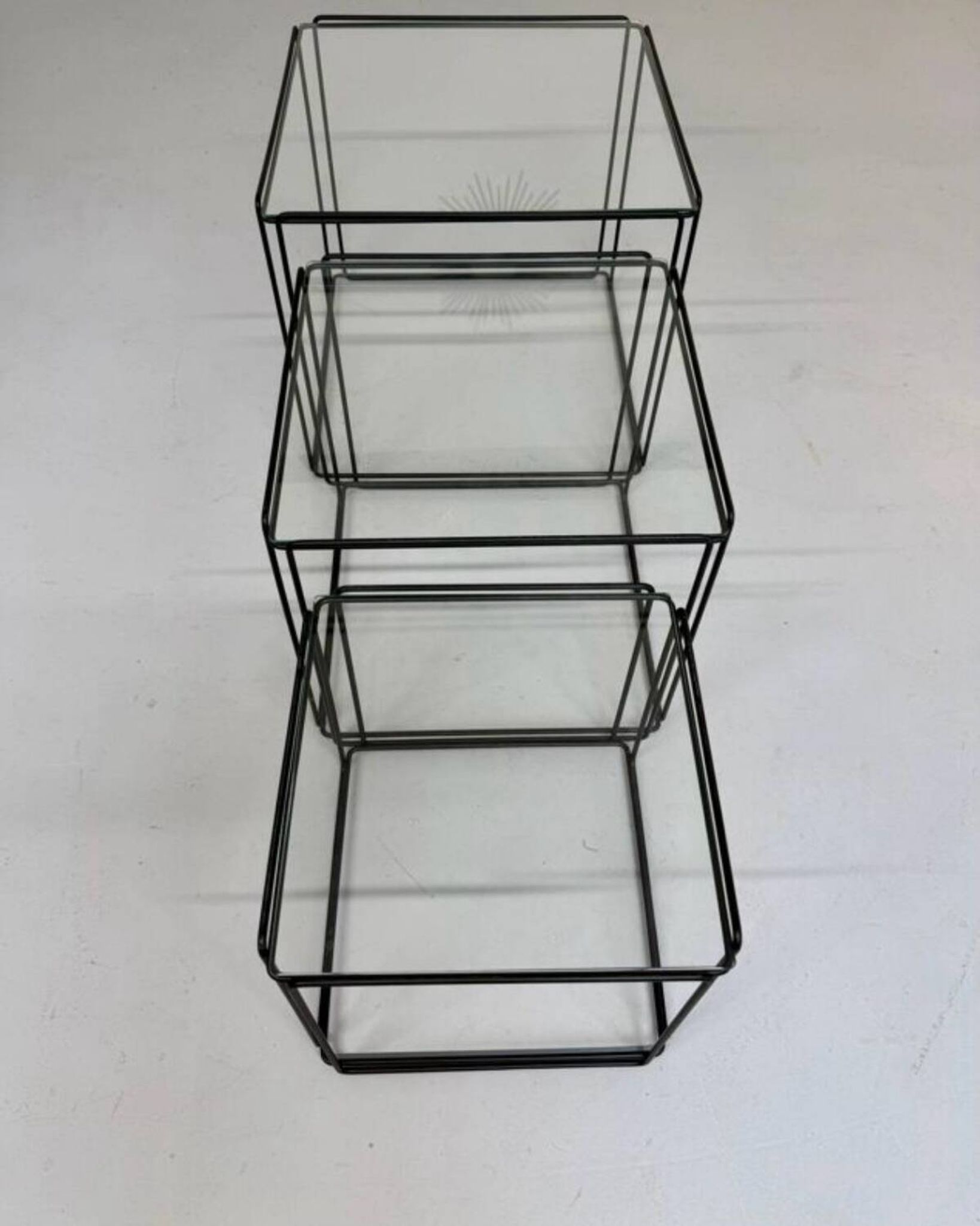 Lot of 3 vintage 1970s design nesting coffee tables by Max Sauze.