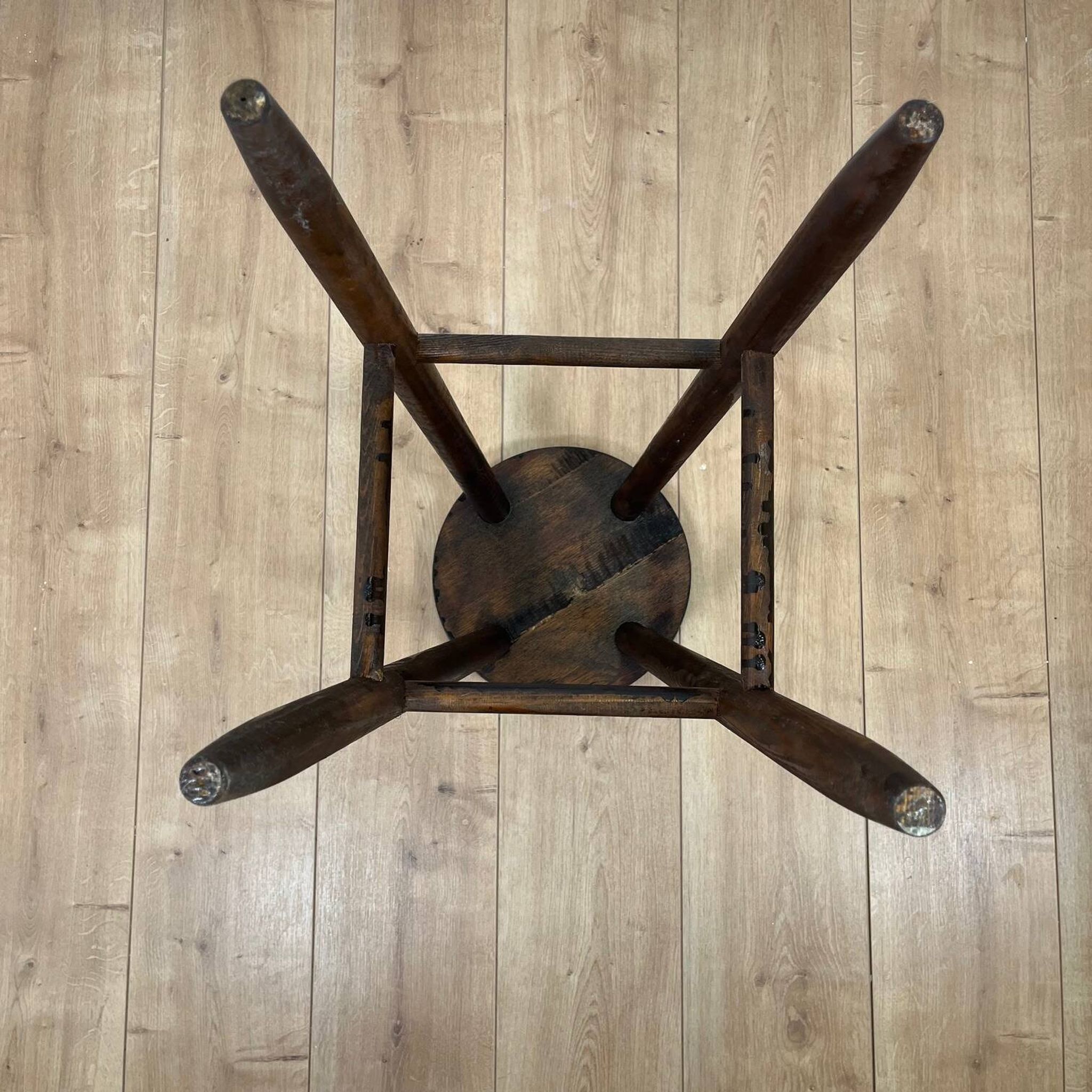 Brutalist bar stool in stained oak