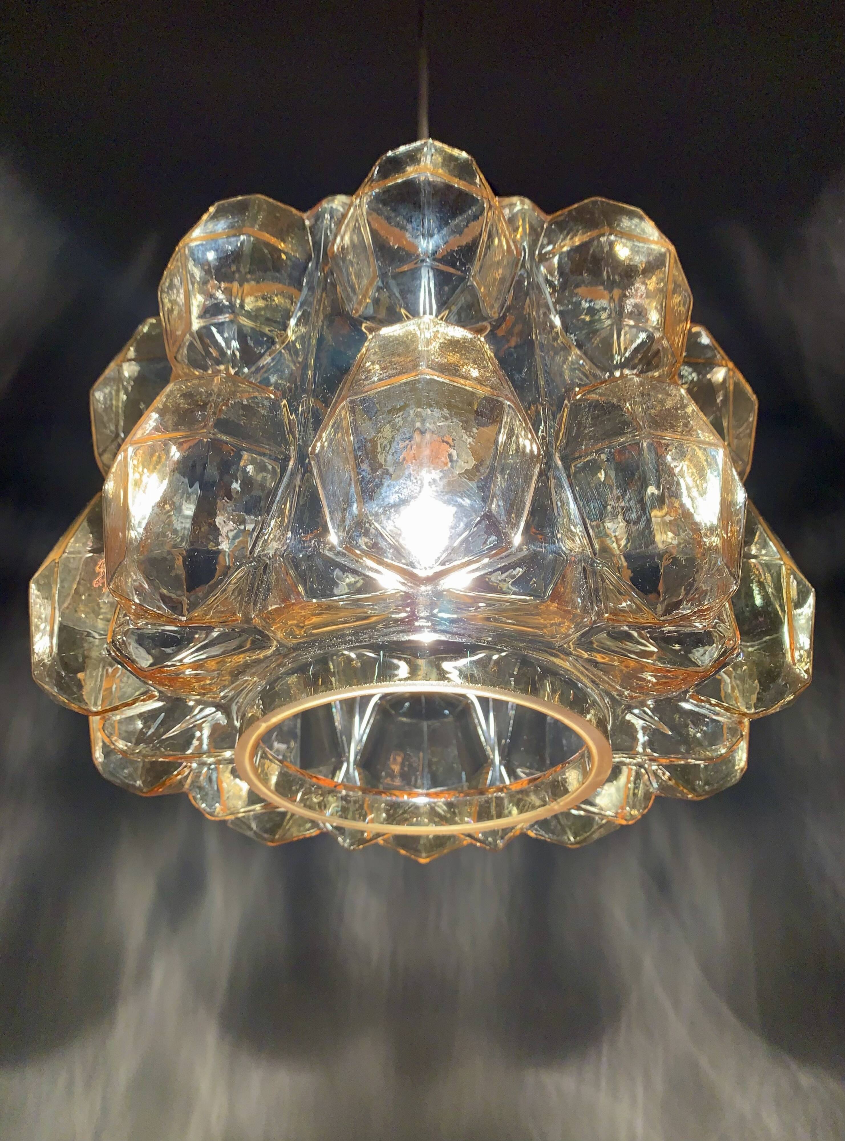Amber Bubble Glass Pendant Lamp by Helena Tynell for Glashütte Limburg