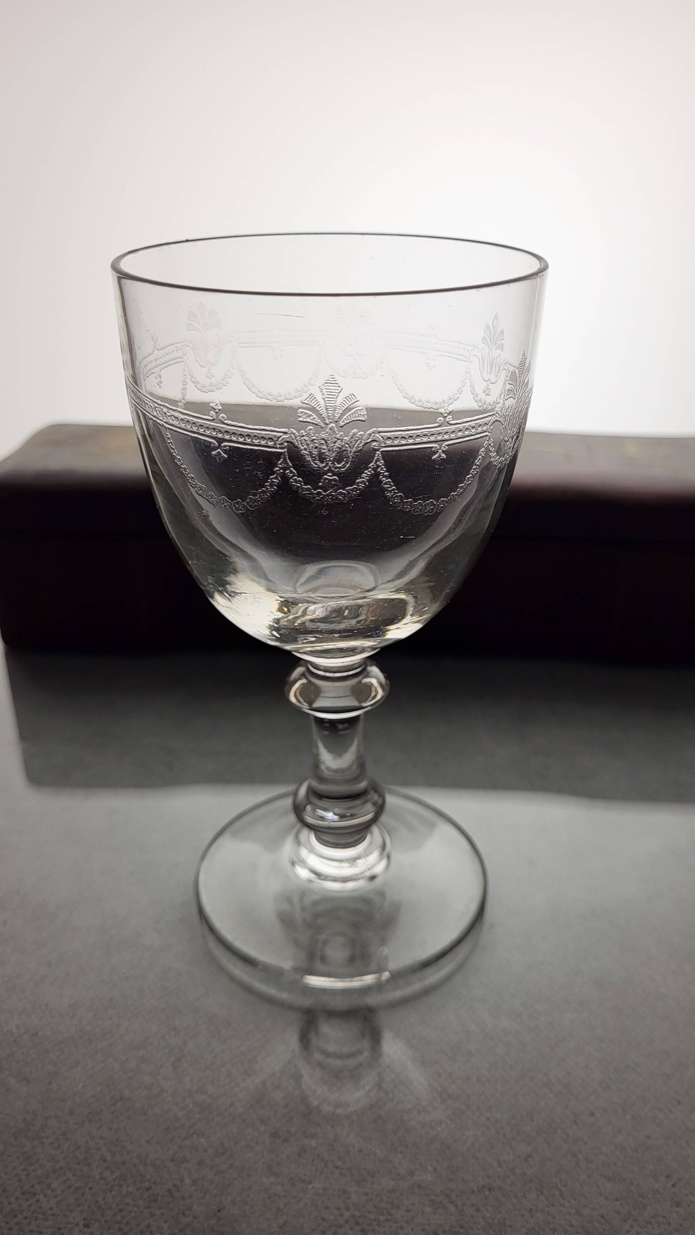 6 mismatched old wine/water glasses from the early 20th century.