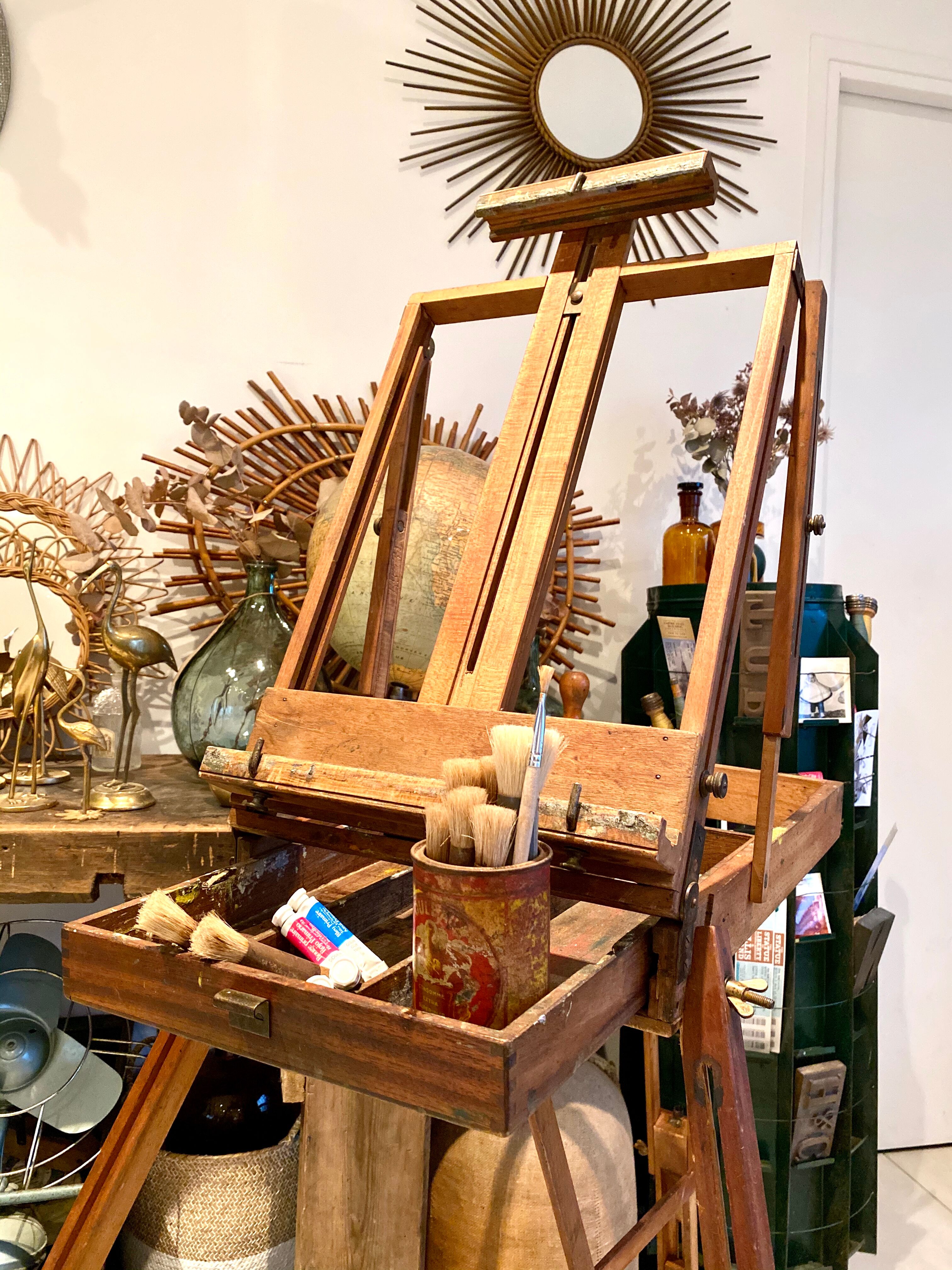Old collapsible wooden painter's easel