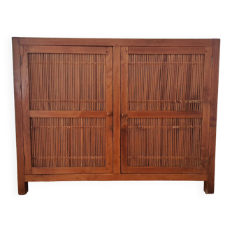 Indonesian teak and bamboo sideboard