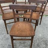6 Viennese bistro chairs in curved wood, 1960
