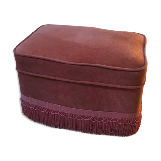 Pink velvet pouf with fringes