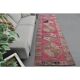 Vintage Turkish Hand-Knotted Wool Cotton Pink Runner Rug 100x335