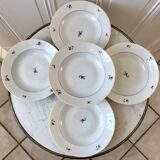 Set of 5 hollow plates Made in France registered model "Czech" 50s-60s