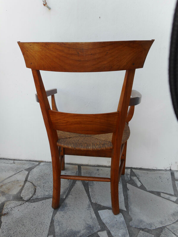Fauteuil ancien en bois et paille