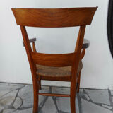 Fauteuil ancien en bois et paille