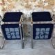Paire de fauteuils vintage chrome et microfibre bleue circa 70