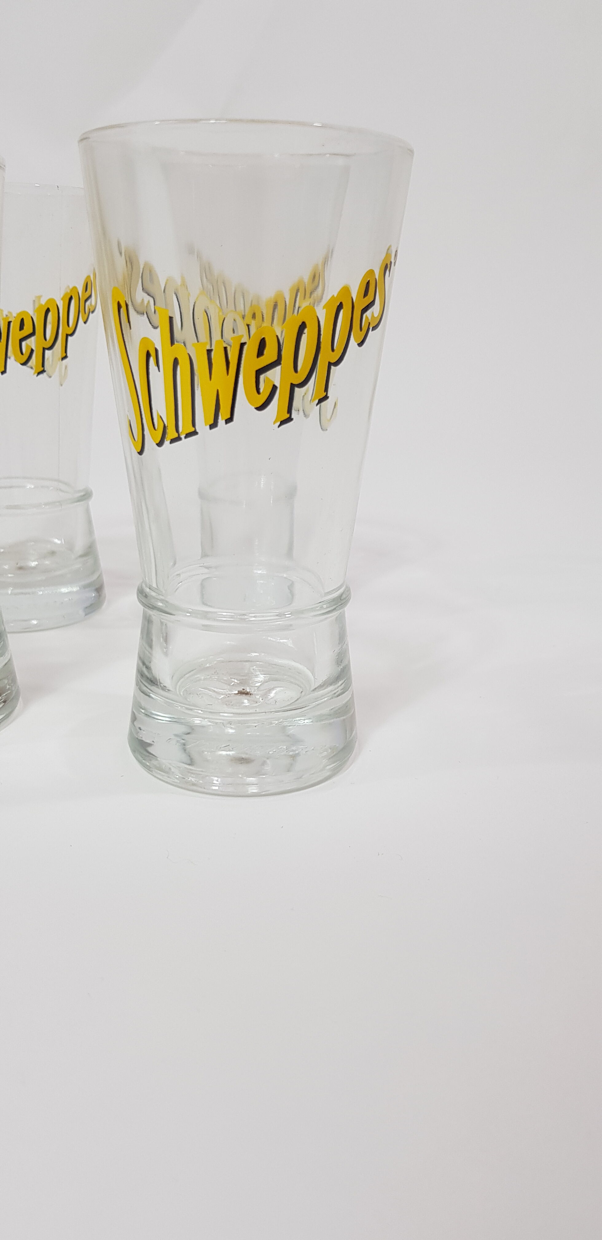 6 Schweppes advertising glasses