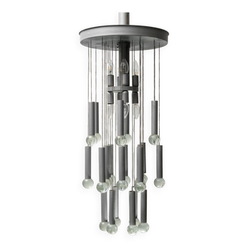 Chandelier 8 lights 24 pendants sciolari 70s vintage modern