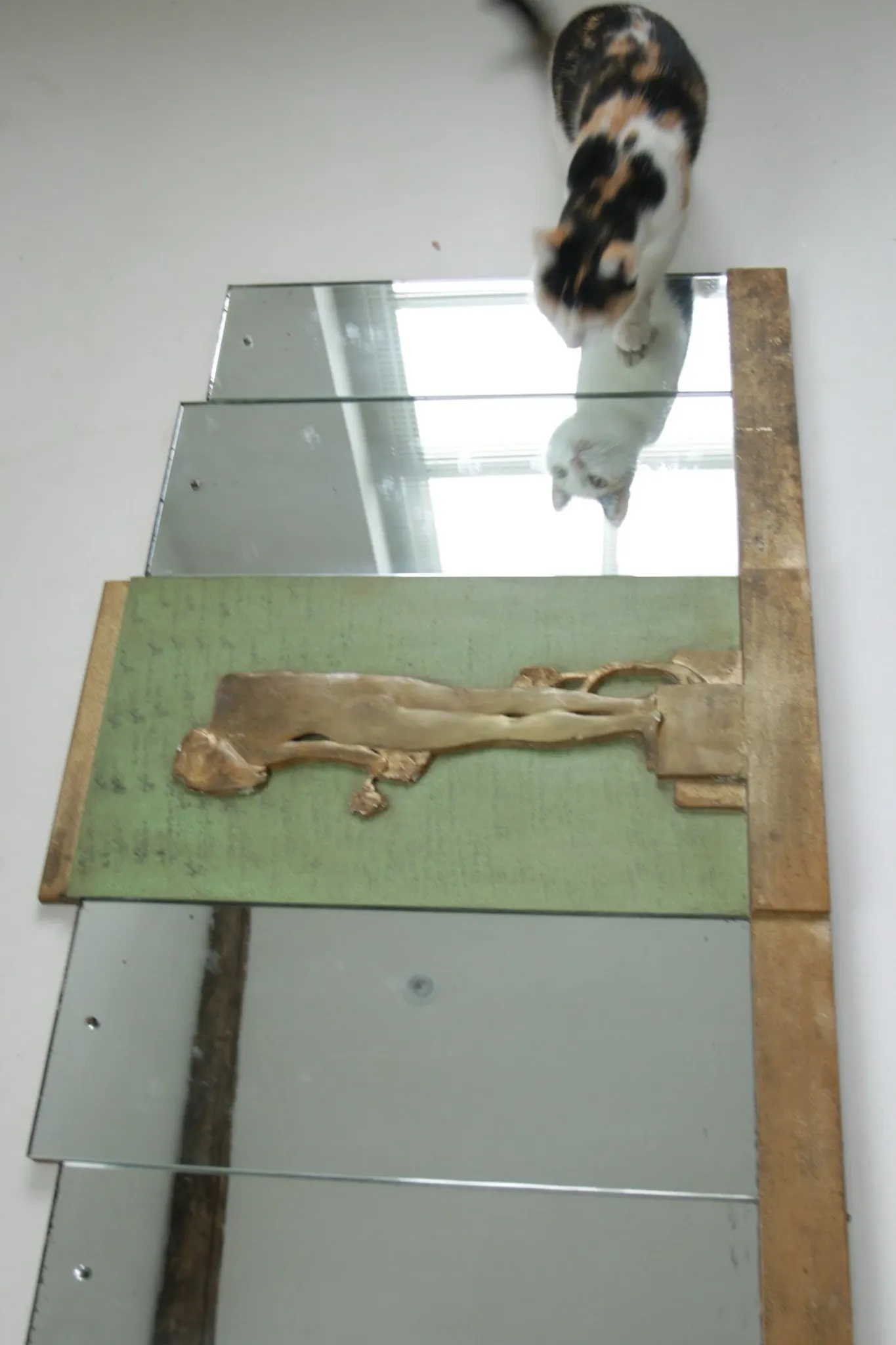 Rowley Gallery Art Deco mirror with gilt relief of a girl, London c.1930