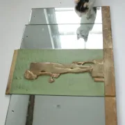 Rowley Gallery Art Deco mirror with gilt relief of a girl, London c.1930
