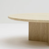 Round travertine coffee table, italy 70s