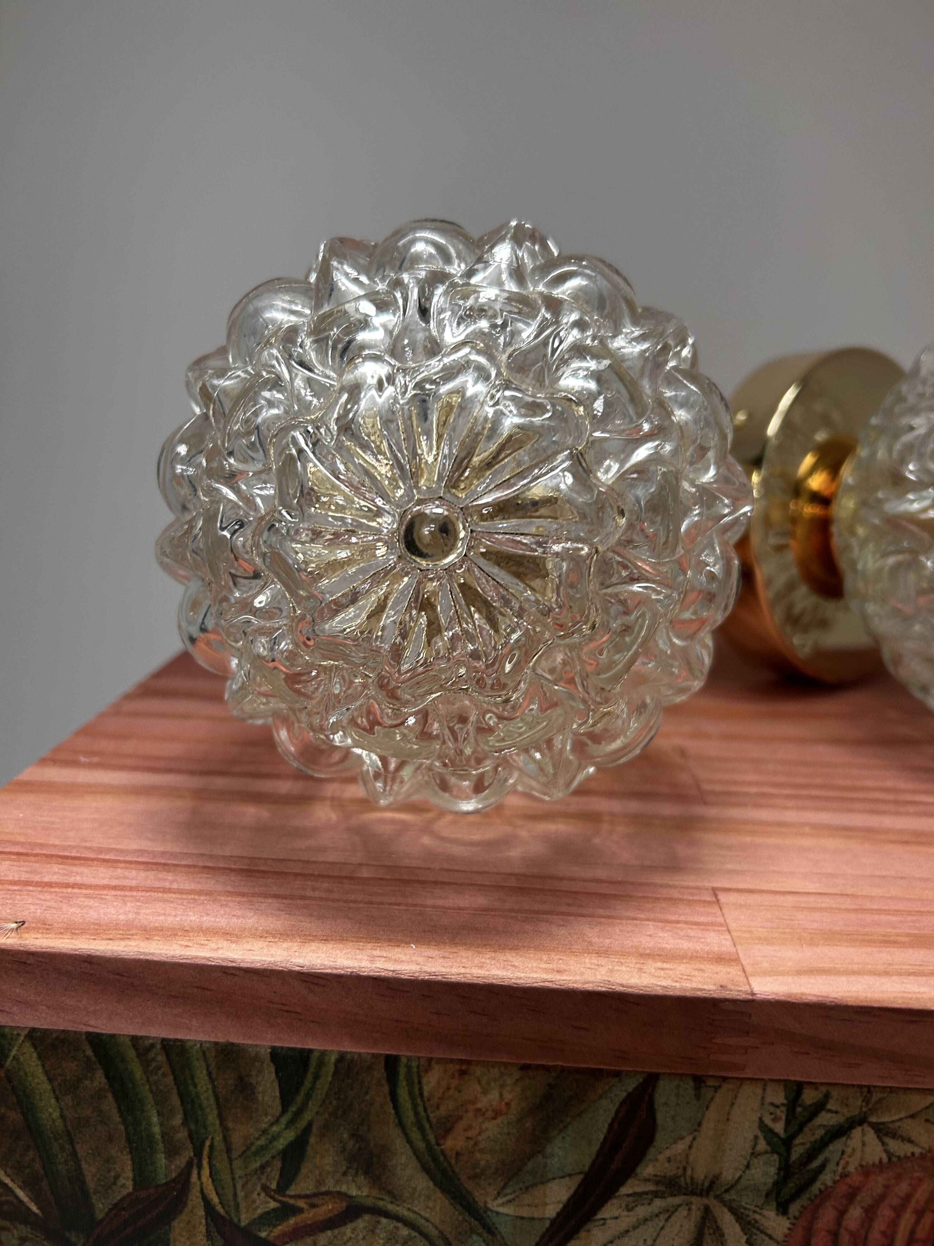 Pair of Scandinavian glass globe wall lights