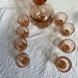 Vintage pink glass liqueur service