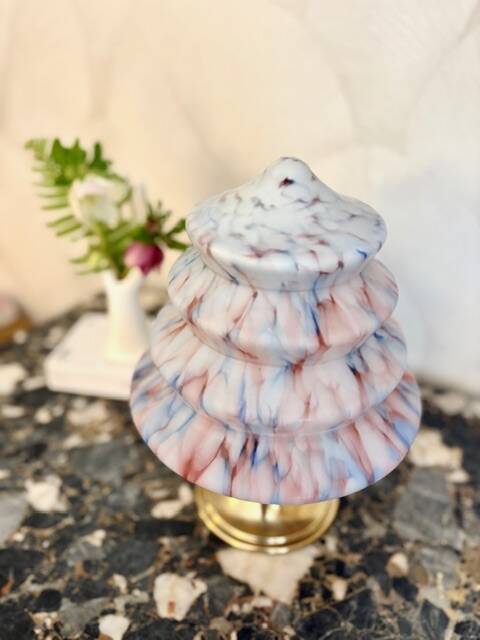 Fascinante  Lampe Art Déco en opaline multicolore