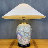 Large vintage ceramic flower table lamp, Italy, 1970s