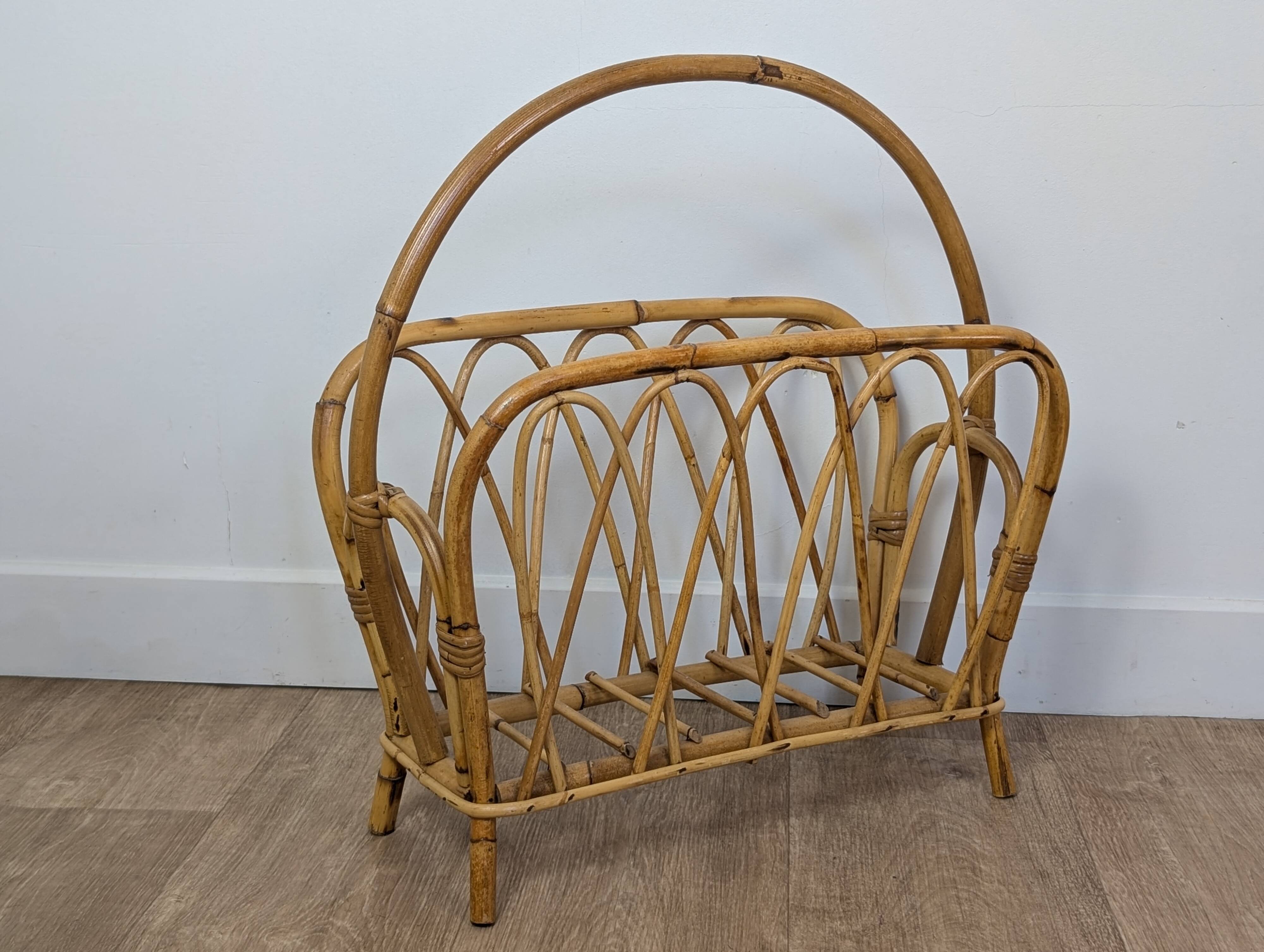 Rattan magazine rack