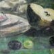 Painting, oil on canvas, still life, fruit cut