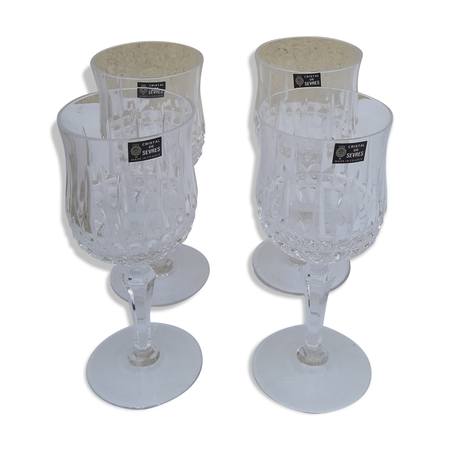 4 wine glasses stamped Crystal de Sèvres model Savannah H 16 cm