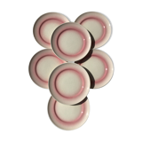 7 assiettes à dessert craquelées rose dégradé