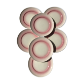 7 degraded pink cracked dessert plates